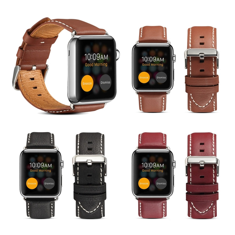 Denior Environmental Luxury Car Watch Leather Watch Band for Apple Watch Ultra 49mm&Watch Ultra 2 49mm / Series 10 46mm / 9&8&7 45mm / SE 3&SE 2&6&SE&5&4 44mm / 3&2&1 42mm(Dark Red) - Watch Bands by Denior | Online Shopping UK | buy2fix