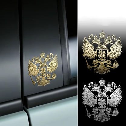 10pcs PITREW Coat of Arms of Russia Emblem Nickel Metal Car Stickers Decals (Silver) - Decorative Sticker by buy2fix | Online Shopping UK | buy2fix