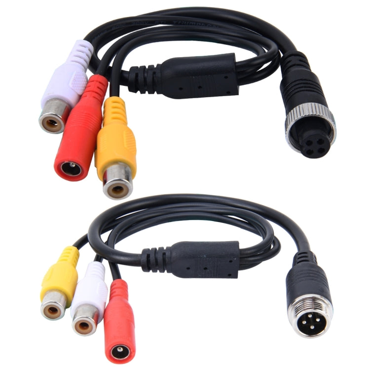 2 PCS 1 in 3 Ways Car Auto Monitor Camera DVR Male and Female 4 Pin Video Power Extension Cable Cord, Length: 34cm - DIY Cables by buy2fix | Online Shopping UK | buy2fix