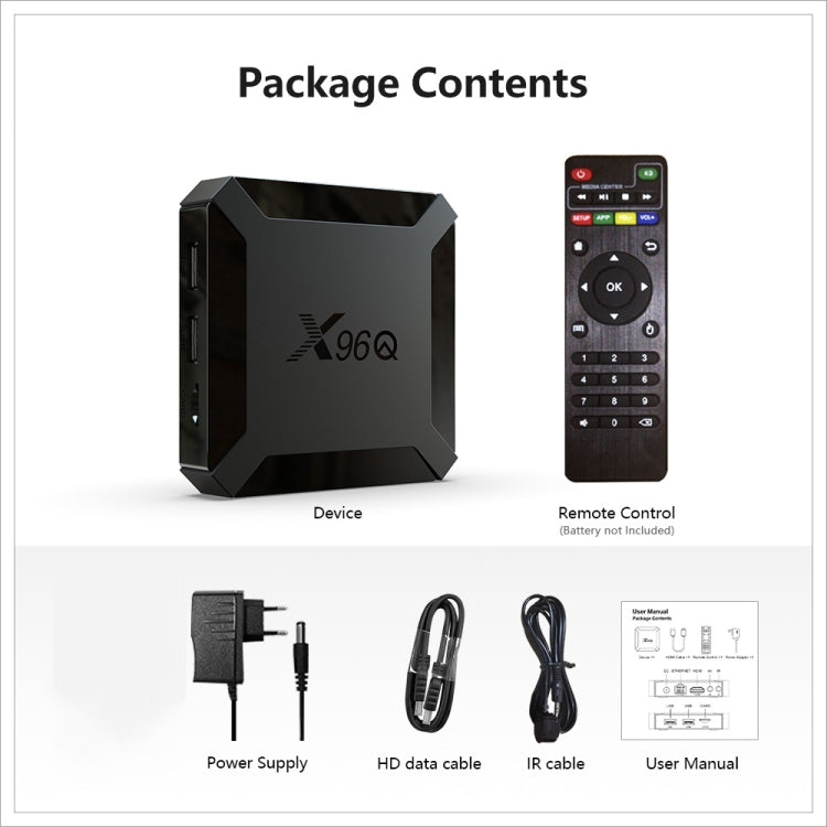 X96Q HD 4K Smart TV Box without Wall Mount, 4GB+64GB, Android 10.0, Allwinner H313 Quad Core ARM Cortex A53 , Support TF Card, HDMI, RJ45, AV, USB x 2 (US Plug) - Allwinner H3 by buy2fix | Online Shopping UK | buy2fix