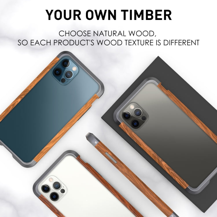 For iPhone 12 / 12 Pro R-JUST Metal + Wood Frame Protective Case - iPhone 12 / 12 Pro Cases by R-JUST | Online Shopping UK | buy2fix