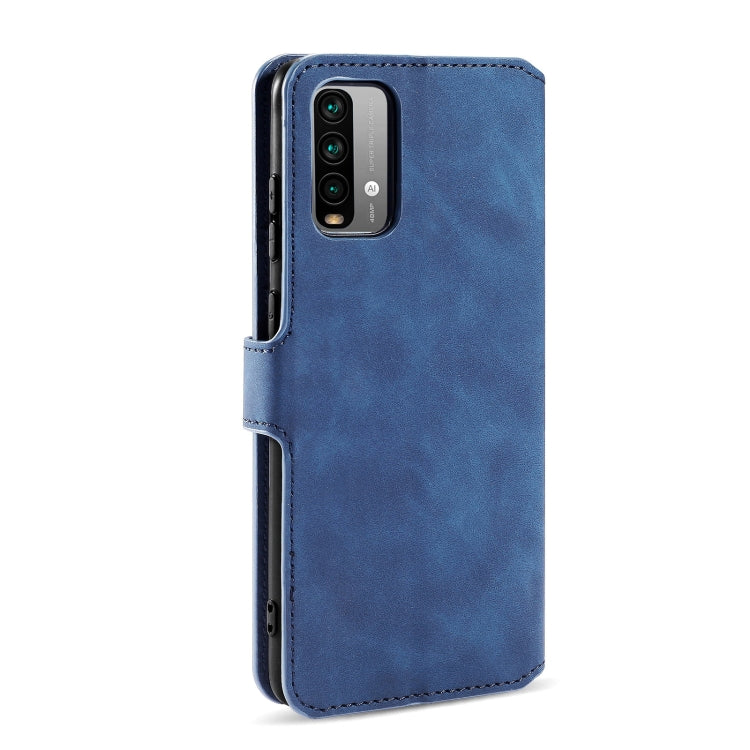 For Xiaomi Poco M3 DG.MING Retro Oil Side Horizontal Flip Leather Case with Holder & Card Slots & Wallet(Blue) - Xiaomi Cases by DG.MING | Online Shopping UK | buy2fix