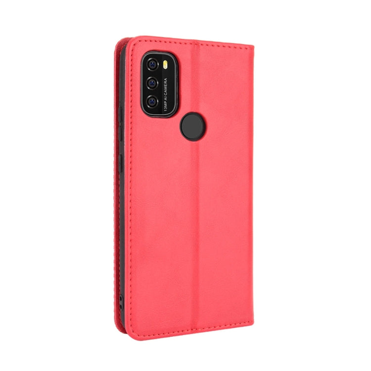 For Blackview A70 (2021) Magnetic Buckle Retro Crazy Horse Texture Horizontal Flip Leather Case with Holder & Card Slots & Photo Frame(Red) - More Brand by buy2fix | Online Shopping UK | buy2fix