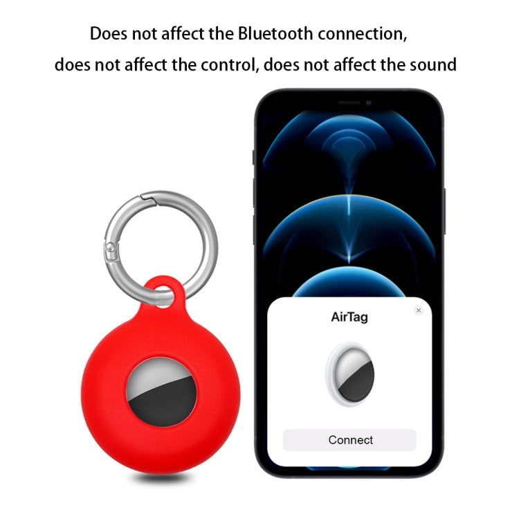 Dual-Side Hollow Anti-scratch Silicone Shockproof Protective Cover Case with Keychain Hook Loop For AirTag(Red) - Key Chain Series by MOMAX | Online Shopping UK | buy2fix