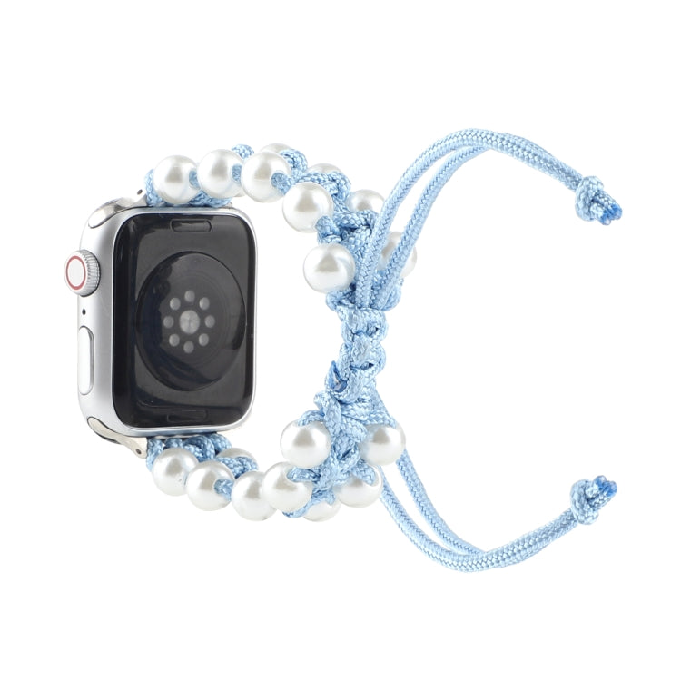 Umbrella Rope Bead Nylon Watch Band For Apple Watch Ultra 49mm&Watch Ultra 2 49mm / Series 9&8&7 45mm / SE 3&SE 2&6&SE&5&4 44mm / 3&2&1 42mm(Light Blue) - Watch Bands by buy2fix | Online Shopping UK | buy2fix