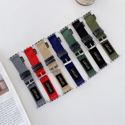 Nylon Watch Band For Apple Watch Ultra 49mm&Watch Ultra 2 49mm / Series 9&8&7 45mm / SE 3&SE 2&6&SE&5&4 44mm / 3&2&1 42mm(Dark Green) - Watch Bands by buy2fix | Online Shopping UK | buy2fix