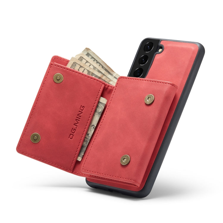 For Samsung Galaxy S21 FE DG.MING M1 Series 3-Fold Multi Card Wallet  Back Cover Shockproof Case with Holder Function(Red) - Galaxy Phone Cases by DG.MING | Online Shopping UK | buy2fix