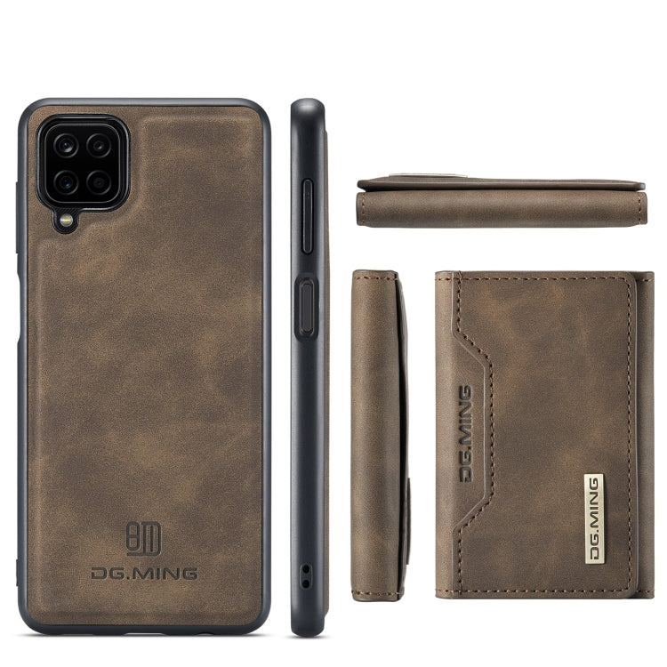 For Samsung Galaxy A12 5G DG.MING M2 Series 3-Fold Multi Card Bag Back Cover Shockproof Case with Wallet & Holder Function(Coffee) - Galaxy Phone Cases by DG.MING | Online Shopping UK | buy2fix