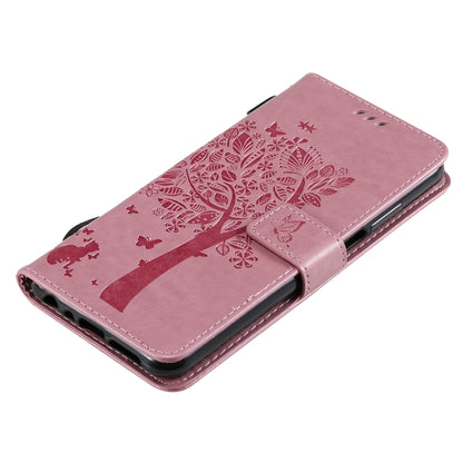 For Nokia X20 Tree & Cat Pattern Pressed Printing Horizontal Flip PU Leather Case with Holder & Card Slots & Wallet & Lanyard(Pink) - Nokia Cases by buy2fix | Online Shopping UK | buy2fix