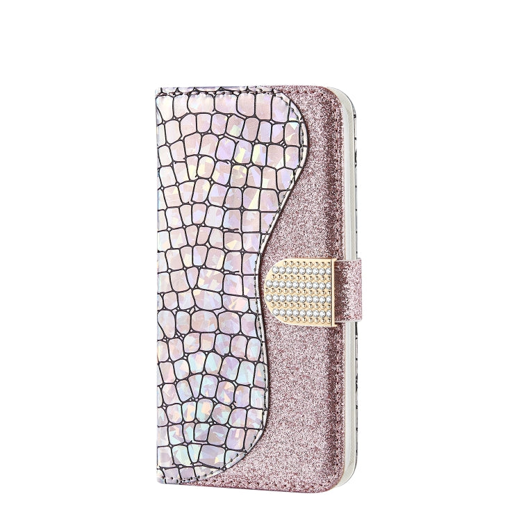 For iPhone 13 Pro Max Laser Glitter Powder Matching Crocodile Texture Horizontal Flip Leather Case with Card Slots & Holder & Wallet (Silver) - iPhone 13 Pro Max Cases by buy2fix | Online Shopping UK | buy2fix