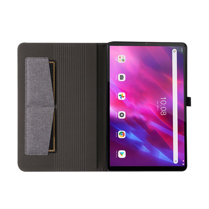 For Lenovo Tab K10 Fabric Texture Horizontal Flip TPU Leather Case with Holder(Gray) - Lenovo by buy2fix | Online Shopping UK | buy2fix