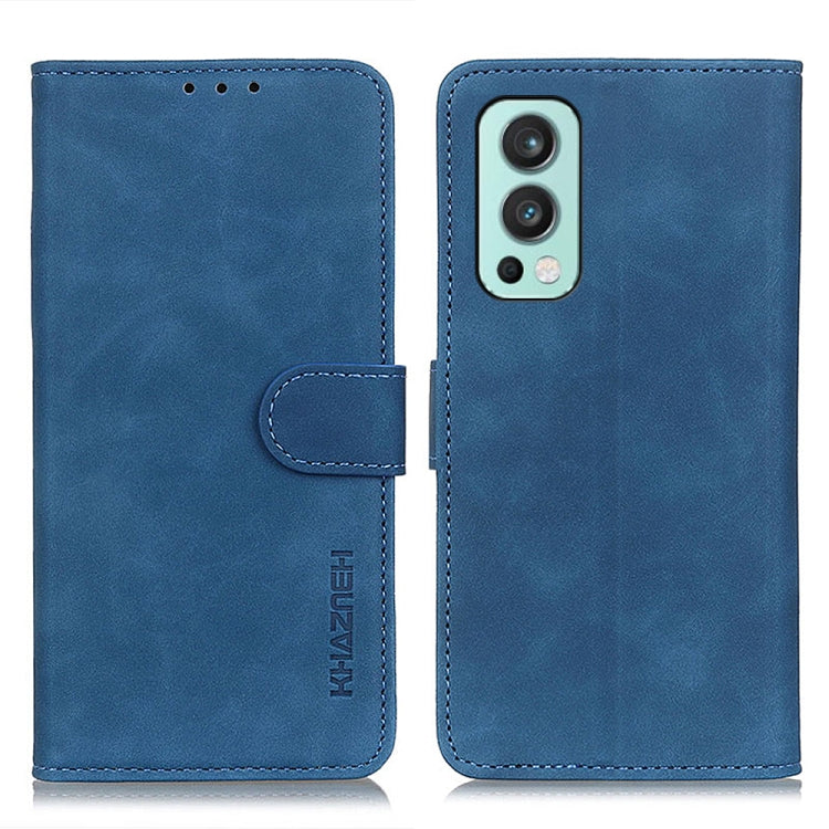 For OnePlus Nord 2 5G KHAZNEH Retro Texture PU + TPU Horizontal Flip Leather Case with Holder & Card Slots & Wallet(Blue) - OnePlus Cases by buy2fix | Online Shopping UK | buy2fix