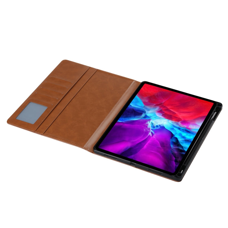 For iPad Air 13 2024 / iPad Pro 12.9 2022 / 2021 / 2010 Knead Skin Texture Horizontal Flip Leather Tablet Case with Photo Frame & Holder & Card Slots & Wallet (Brown) - iPad Pro 12.9 (2022/2021) Cases by buy2fix | Online Shopping UK | buy2fix