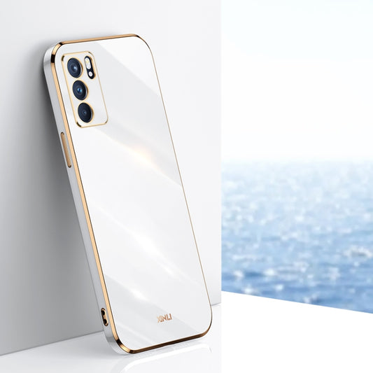 For OPPO Reno6 Pro 5G XINLI Straight 6D Plating Gold Edge TPU Shockproof Case(White) - OPPO Cases by XINLI | Online Shopping UK | buy2fix