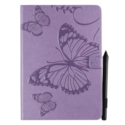 For iPad 10.2 / Pro 10.5 / Air  2019 Pressed Printing Butterfly Pattern Horizontal Flip PU Leather Case with Holder & Card Slots & Wallet & Pen Slot(Purple) - iPad Air (2019) Cases by buy2fix | Online Shopping UK | buy2fix