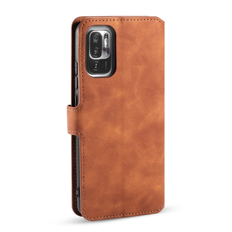 For Xiaomi Redmi Note 10 5G DG.MING Retro Oil Side Horizontal Flip Leather Case with Holder & Card Slots & Wallet(Brown) - Xiaomi Cases by DG.MING | Online Shopping UK | buy2fix