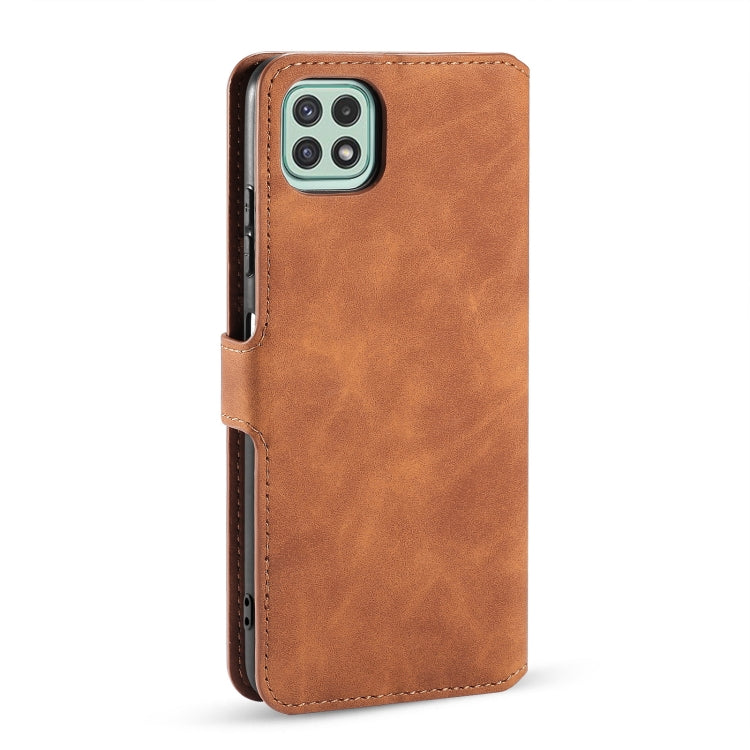 For Samsung Galaxy A22 5G DG.MING Retro Oil Side Horizontal Flip Leather Case with Holder & Card Slots & Wallet(Brown) - Galaxy Phone Cases by DG.MING | Online Shopping UK | buy2fix