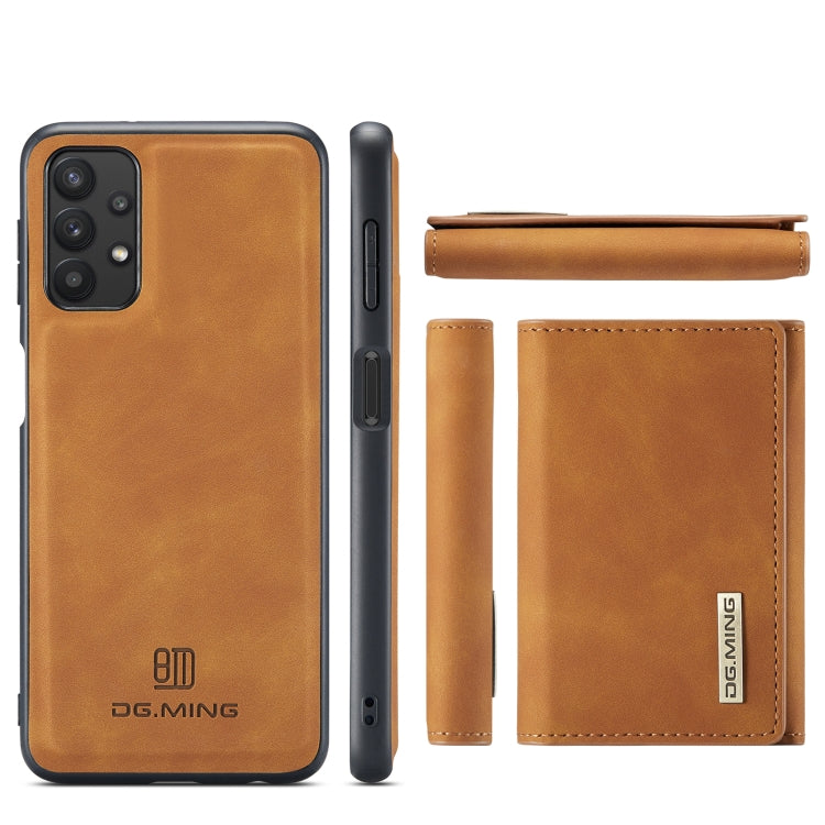 For Samsung Galaxy A32 5G DG.MING M1 Series 3-Fold Multi Card Wallet  Back Cover Shockproof Case with Holder Function(Brown) - Galaxy Phone Cases by DG.MING | Online Shopping UK | buy2fix