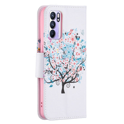 For OPPO Reno6 Colored Drawing Pattern Horizontal Flip Leather Case with Holder & Card Slots & Wallet(Tree) - OPPO Cases by buy2fix | Online Shopping UK | buy2fix