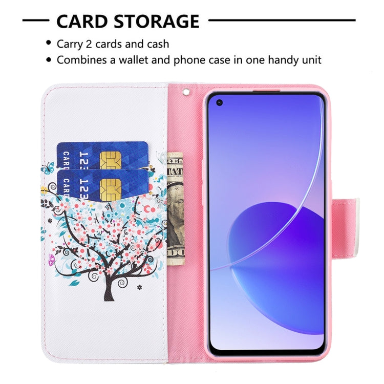 For OPPO Reno6 Colored Drawing Pattern Horizontal Flip Leather Case with Holder & Card Slots & Wallet(Tree) - OPPO Cases by buy2fix | Online Shopping UK | buy2fix