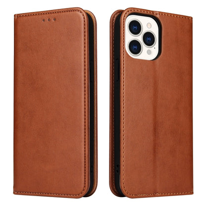 For iPhone 13 Pro Fierre Shann PU Leather Texture Horizontal Flip Leather Case with Holder & Card Slots & Wallet (Brown) - iPhone 13 Pro Cases by FIERRE SHANN | Online Shopping UK | buy2fix