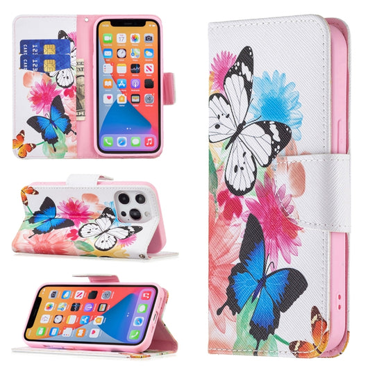 For iPhone 13 Colored Drawing Pattern Horizontal Flip Leather Case with Holder & Card Slots & Wallet(Two Butterflies) - iPhone 13 Cases by buy2fix | Online Shopping UK | buy2fix