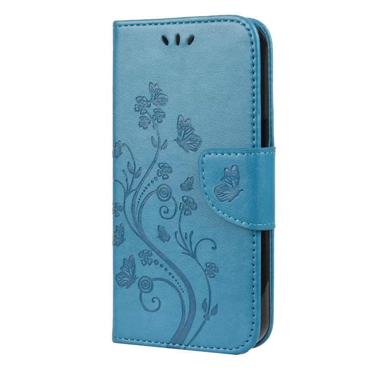 For iPhone 13 Pro Max Butterfly Flower Pattern Horizontal Flip Leather Case with Holder & Card Slots & Wallet (Blue) - iPhone 13 Pro Max Cases by buy2fix | Online Shopping UK | buy2fix