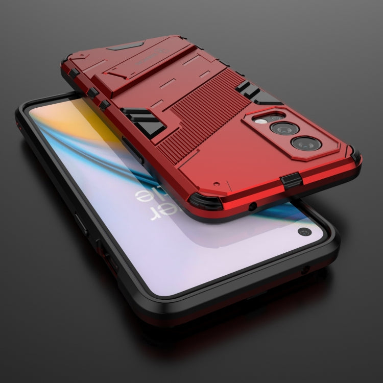 For OnePlus Nord 2 5G Punk Armor 2 in 1 PC + TPU Shockproof Case with Invisible Holder(Red) - OnePlus Cases by buy2fix | Online Shopping UK | buy2fix