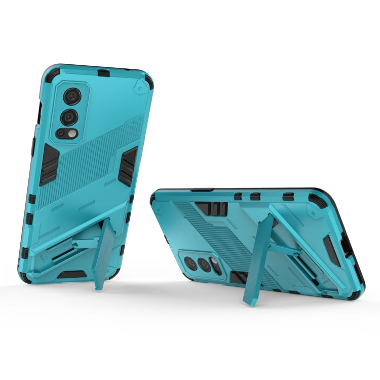 For OnePlus Nord 2 5G Punk Armor 2 in 1 PC + TPU Shockproof Case with Invisible Holder(Blue) - OnePlus Cases by buy2fix | Online Shopping UK | buy2fix