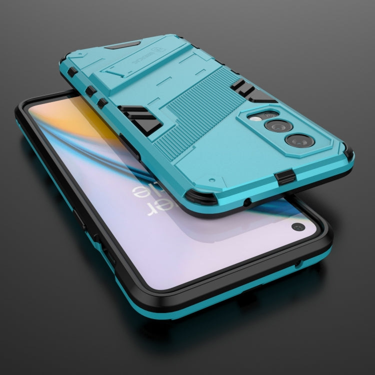 For OnePlus Nord 2 5G Punk Armor 2 in 1 PC + TPU Shockproof Case with Invisible Holder(Blue) - OnePlus Cases by buy2fix | Online Shopping UK | buy2fix