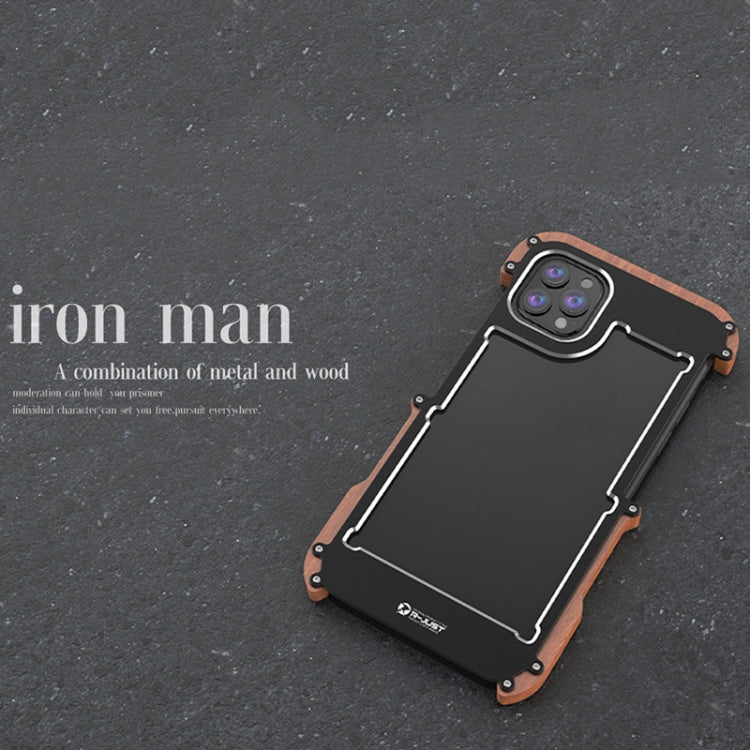 For iPhone 13 Pro Max R-JUST Ironwood Man Shockproof Metal + Wood Bumper Protective Case - iPhone 13 Pro Max Cases by R-JUST | Online Shopping UK | buy2fix