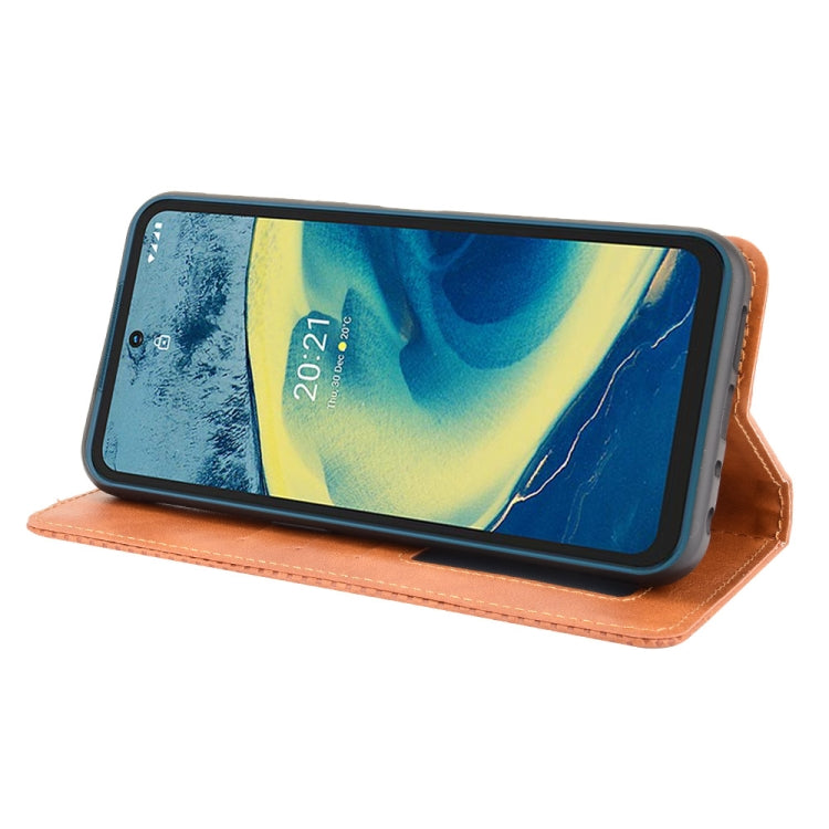 For Nokia XR20 Magnetic Buckle Retro Crazy Horse Texture Horizontal Flip Leather Case with Holder & Card Slots & Photo Frame(Brown) - Nokia Cases by buy2fix | Online Shopping UK | buy2fix