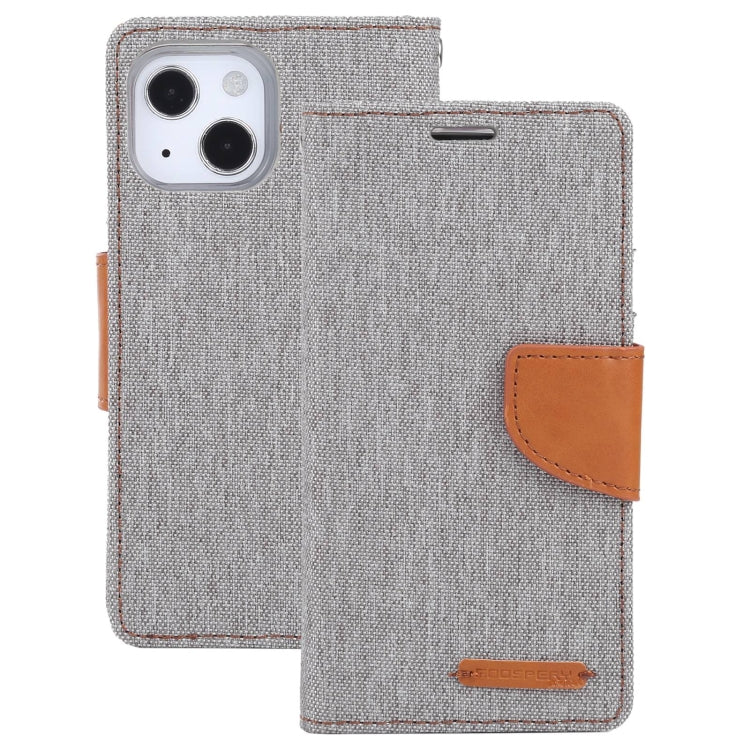 For iPhone 13 GOOSPERY CANVAS DIARY Canvas Texture Horizontal Flip PU Leather Case with Holder & Card Slots & Wallet(Grey) - iPhone 13 Cases by GOOSPERY | Online Shopping UK | buy2fix