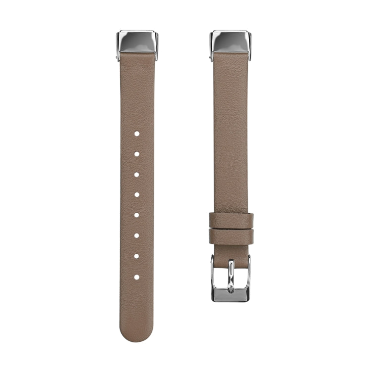 For Fitbit Luxe Leather Watch Band, Size:L(Grey) - Watch Bands by buy2fix | Online Shopping UK | buy2fix