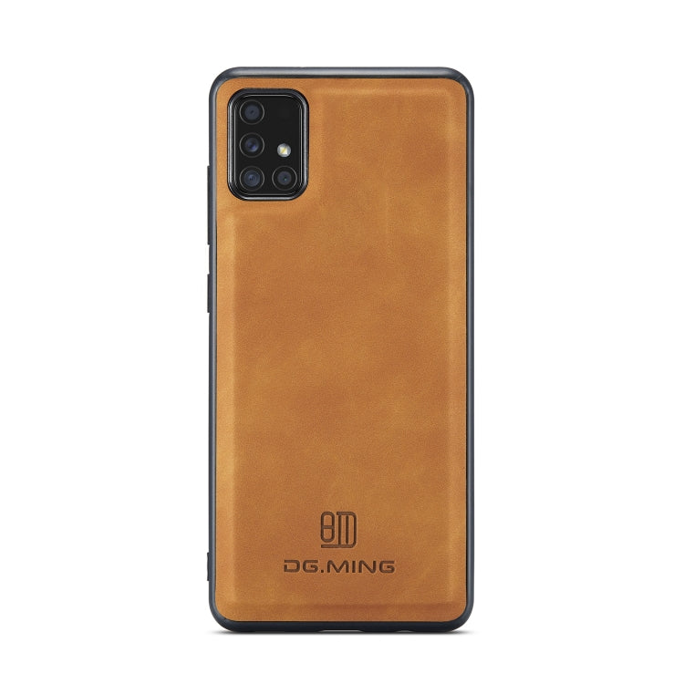 For Samsung Galaxy A51 DG.MING M2 Series 3-Fold Multi Card Bag Back Cover Shockproof Case with Wallet & Holder Function(Brown) - Galaxy Phone Cases by DG.MING | Online Shopping UK | buy2fix