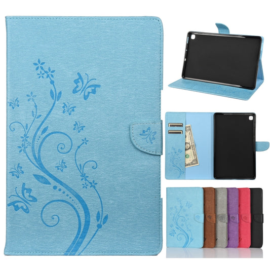 For Samsung Galaxy Tab S6 Lite / P610 Butterfly Flower Embossing Pattern Horizontal Flip Leather Case with Holder & Card Slots & Wallet(Blue) - Tab S6 Lite P610 / P615 by buy2fix | Online Shopping UK | buy2fix