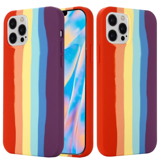 For iPhone 13 Rainbow Liquid Silicone Shockproof Full Coverage Protective Case(Red) - iPhone 13 Cases by buy2fix | Online Shopping UK | buy2fix