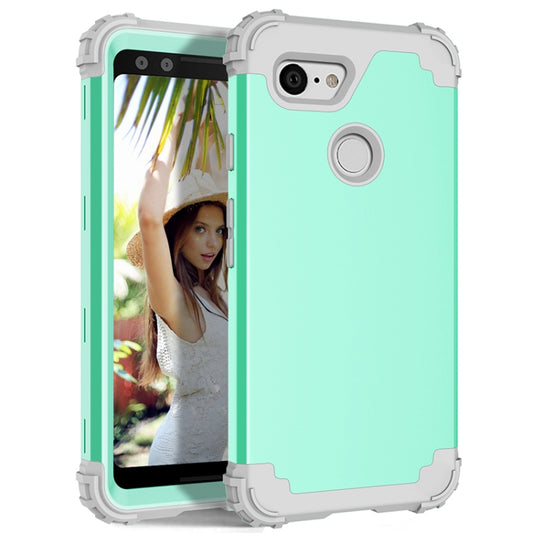 For Google Pixel 3 3 in 1 Shockproof PC + Silicone Protective Case(Mint Green + Grey) - Google Cases by buy2fix | Online Shopping UK | buy2fix