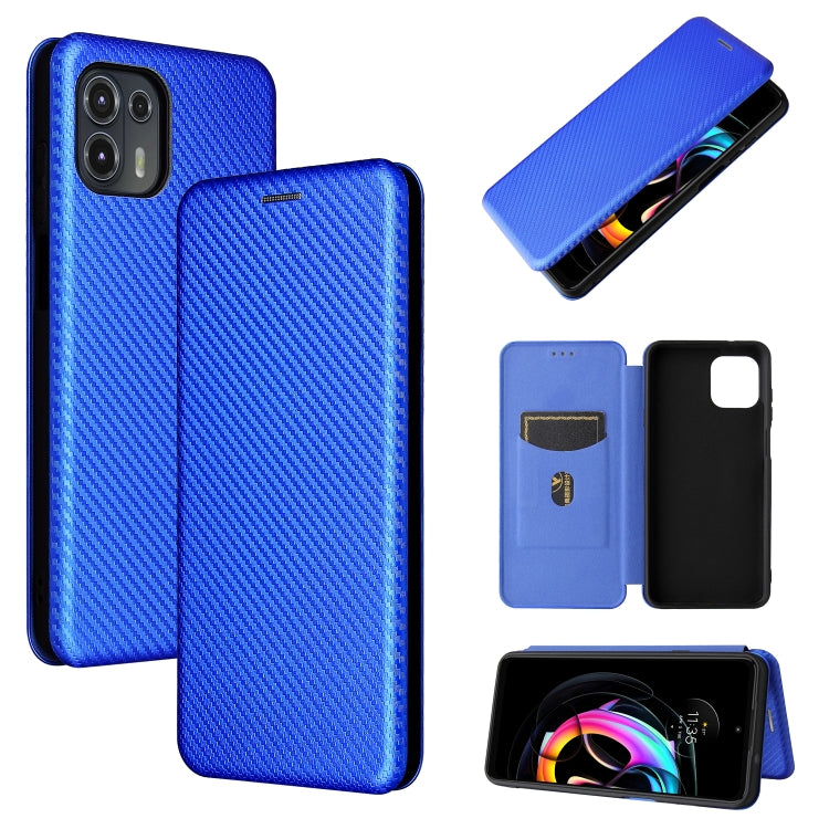Carbon Fiber Texture Horizontal Flip TPU + PC + PU Leather Case with Card Slot For Motorola Edge 20 Lite(Blue) - Motorola Cases by buy2fix | Online Shopping UK | buy2fix