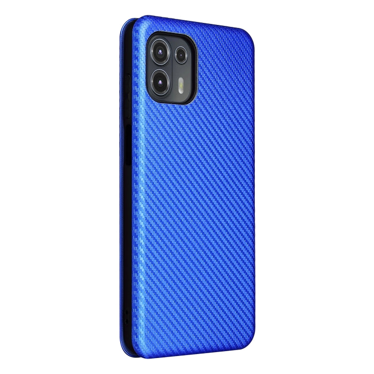 Carbon Fiber Texture Horizontal Flip TPU + PC + PU Leather Case with Card Slot For Motorola Edge 20 Lite(Blue) - Motorola Cases by buy2fix | Online Shopping UK | buy2fix