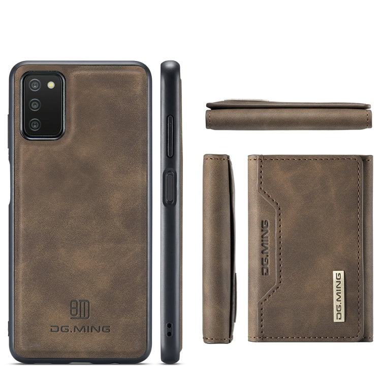 DG.MING M2 Series 3-Fold Multi Card Bag Back Cover Shockproof Case with Wallet & Holder Function For Samsung Galaxy A03s EU Version(Coffee) - Galaxy Phone Cases by DG.MING | Online Shopping UK | buy2fix