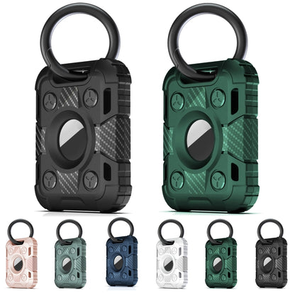 Tank Armor Anti-scratch Shockproof Carbon Fiber TPU Protective Cover Case with Keychain Ring Loop For AirTag(Dark Blue) - Key Chain Series by buy2fix | Online Shopping UK | buy2fix