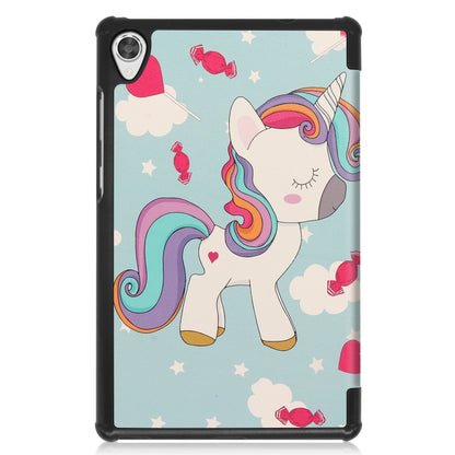 For Lenovo Tab M8 3rd Gen Colored Drawing Pattern Horizontal Flip Leather Case with Three-folding Holder(Unicorn) - Lenovo by buy2fix | Online Shopping UK | buy2fix