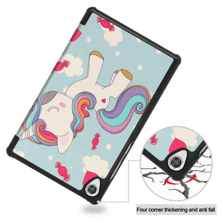 For Lenovo Tab M8 3rd Gen Colored Drawing Pattern Horizontal Flip Leather Case with Three-folding Holder(Unicorn) - Lenovo by buy2fix | Online Shopping UK | buy2fix