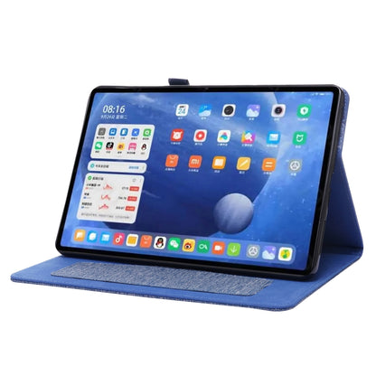 For Xiaomi Pad 5 / 5 Pro Horizontal Flip TPU + Fabric PU Leather Protective Case with Name Card Clip(Dark Blue) - More Tablet Cases by buy2fix | Online Shopping UK | buy2fix