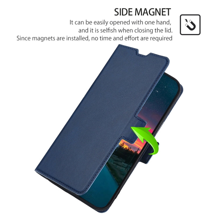 For iPhone 13 mini Ultra-thin Voltage Side Buckle PU + TPU Horizontal Flip Leather Case with Holder & Card Slot (Blue) - iPhone 13 mini Cases by buy2fix | Online Shopping UK | buy2fix