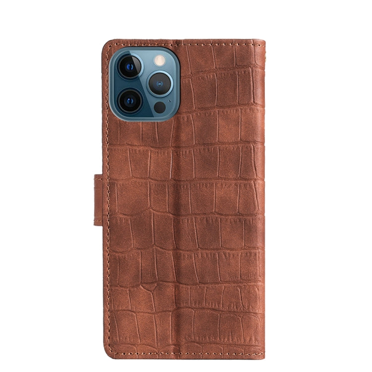 For iPhone 13 Pro Skin Feel Crocodile Texture Magnetic Clasp Horizontal Flip PU Leather Case with Holder & Card Slots & Wallet (Brown) - iPhone 13 Pro Cases by buy2fix | Online Shopping UK | buy2fix