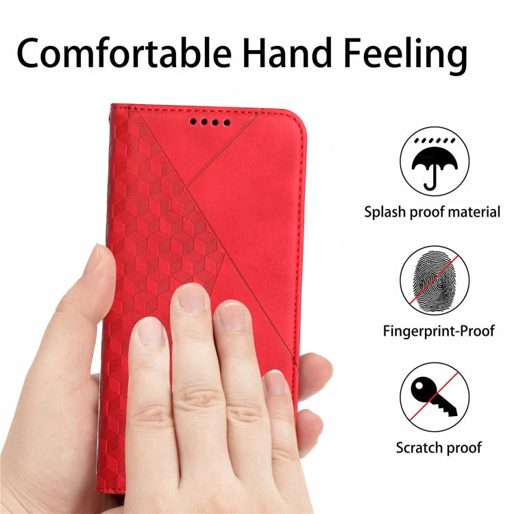 For Samsung Galaxy S21 Ultra 5G Diamond Pattern Splicing Skin Feel Magnetic Horizontal Flip Leather Case with Card Slots & Holder & Wallet(Red) - Galaxy S21 Ultra 5G Cases by buy2fix | Online Shopping UK | buy2fix