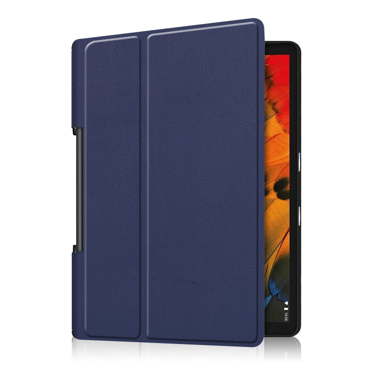 For Lenovo Yoga Smart Tab Custer Texture Horizontal Flip Leather Case with Two-folding Holder(Dark Blue) - Lenovo by buy2fix | Online Shopping UK | buy2fix