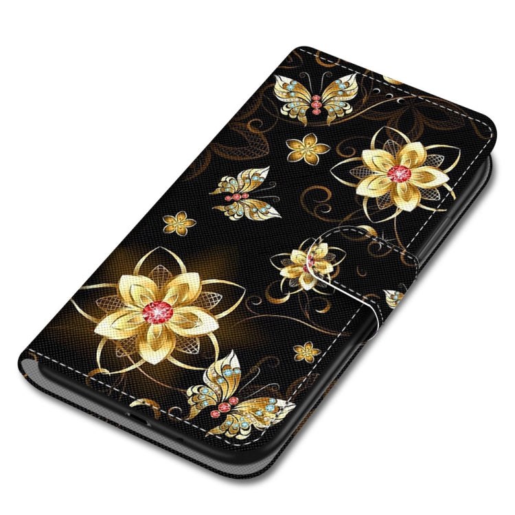 For Huawei P50 Coloured Drawing Cross Texture Horizontal Flip PU Leather Case with Holder & Card Slots & Wallet & Lanyard(Gold Diamond Butterfly) - Huawei Cases by buy2fix | Online Shopping UK | buy2fix